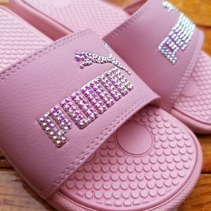 SOLD PUMA Swarovski slides girls sz 2
